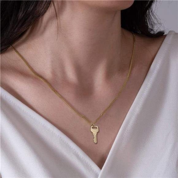 Dainty Layered Choker Necklace, Handmade 14K Gold Plated Y Pendant Necklace - Picture 3 of 7